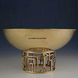 Tazón de Servir de Aluminio Más Popular con Diseño de Hojas y Asa Dorada para Decoración de Interiores del Hogar, Bodas, Hoteles y Restaurantes - Product Image 5