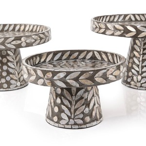 Support à gâteau de luxe en nacre incrustée, élégant présentoir à dessert fait à la main pour mariage et décoration intérieure - Product Image 2
