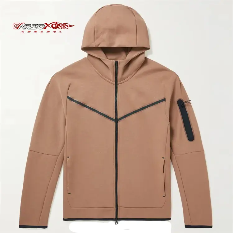 Yüksek kaliteli Anti boncuklanma kalın polar kış pamuk polar Zip-Up üretici sıkıntılı Tech polar Hoodie abd olarak yapılan