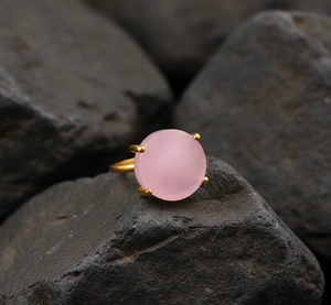 Anillo de Compromiso y Boda Hecho a Mano para Mujer, Chapado en Oro, con Piedra de Cuarzo Rosa Clásica de Color Hidro, Plata de Ley 925, Sin Níquel - Product Image 6