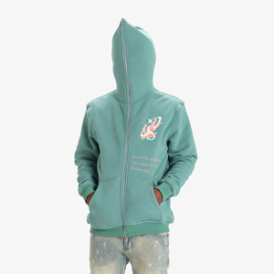 เสื้อมีฮู้ดแบบซิปของผู้ชายผ้าคอตตอนขนาดใหญ่เปิดไหล่หนาสำหรับฤดูหนาวโลโก้แบบกำหนดเอง100% - Product Image 1