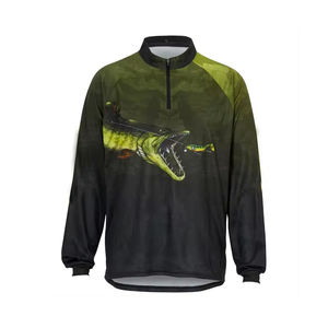 Sublimación Impresión Secado rápido Poliéster Rendimiento Multy color Pesca Jersey Con camisa de pesca - Product Image 4