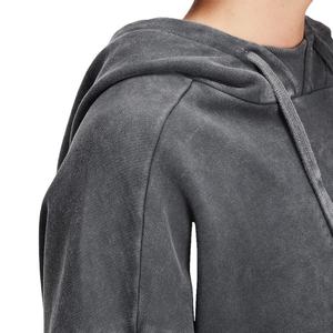 Sudadera con capucha de mujer de cuello alto de algodón 100% de punto OEM, sudaderas con capucha con diseño de lavado ácido corto con logotipo frontal con cremallera y hombros caídos - Product Image 6