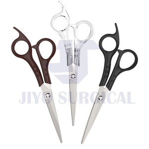 Ciseaux de coupe de cheveux confortables pour barbier, couleur noire, poignée en plastique, ciseaux professionnels à pointe émoussée - Product Image 5