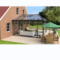 Véranda autoportante en aluminium avec verre incliné Low-E, protection anti-UV, pour toutes les saisons, idéale pour villa, jardin, résidence