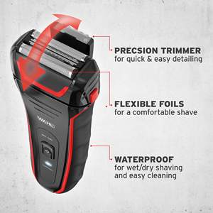 Afeitadora Eléctrica para Hombre con Empuñadura de Goma, Recortadora de Precisión y Lámina Flexible, Resistente al Agua y Fácil de Limpiar en Negro y Rojo - Product Image 6