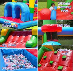 บ้านลมเป่าลม PVC ขนาด 25 ฟุต พร้อมสไลเดอร์น้ำและบ่อบอล สำหรับใช้ในบ้านและนอกบ้าน สนามเด็กเล่นกลางแจ้ง - Product Image 5