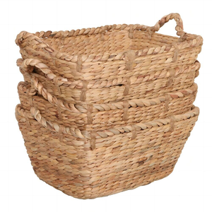 Venta al por mayor auténtica cesta de jacinto de agua rectangular tejida a mano vietnamita con marco de hierro y tapas personalizadas organizador de lavandería - Product Image 6