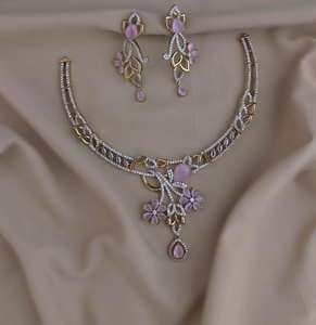 Conjunto de collar con acabado mate CZ para mujer, hermoso collar de último diseño con pendientes, conjunto de lujo mínimo para fiesta - Product Image 4