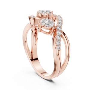 jewels 14K Rose Gold Floral Cluster <b>Diamond</b> <b>Ring</b> for Women Elegant Twist Design - Product Image 5