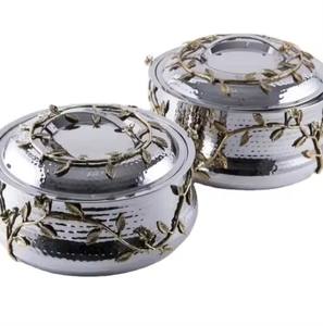 Casserole ronde en acier inoxydable moderne de luxe avec design isolé, compatible gaz et induction, écologique pour un usage domestique et en restaurant - Product Image 1