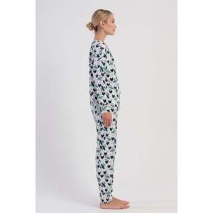 Conjunto de pijama de manga larga con cuello redondo y hombros descubiertos KADIN LYC SUPREM - Crema - Crema - Product Image 4