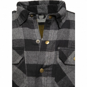 Motorcycle Riding Touring Flannel <b>Shirt</b> Cold Lined <b>Padded</b> 100% Cotton Custom Logo Protective Gear Jacket with Shoulder Armor - Product Image 3