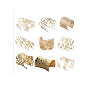 Servilleteros redondos geométricos, servilletero de oro hueco de Metal para mesa de cena, fiesta, decoración de boda - Product Image 1