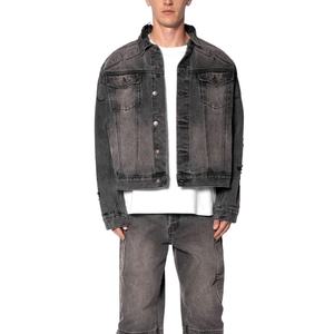 แจ็คเก็ตยีนส์ผู้ชายสไตล์วินเทจ ผ้าฝ้าย 100% ทรงเข้ารูป คอตั้ง สไตล์ไฮสตรีท ปักลาย ดีไซน์มอเตอร์ไซค์/ทรัคเกอร์ สำหรับฤดูหนาว ขายส่ง - Product Image 1