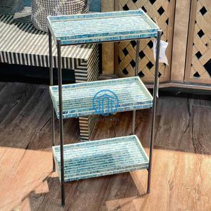 Table d'appoint en mosaïque de nacres Tabouret d'appoint fait à la main Table basse ronde incrustée Meubles décoratifs de luxe du Vietnam - Product Image 4