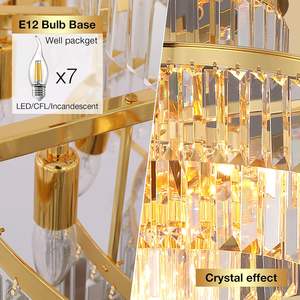 Candelabros y luces de cristal de estilo moderno colgante redondo clásico, candelabro de techo colgante accesorio de iluminación de 4 niveles - Product Image 4