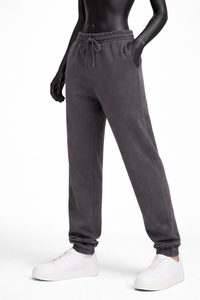 กางเกงวอร์มผ้าฟลีซสีดำแบบกำหนดเองสำหรับผู้หญิง เอวสูง มีเชือกผูก ยางยืดที่เอว ปลายขาจั๊มพ์ รับผลิตตามแบบ (OEM) ขายส่ง - Product Image 3