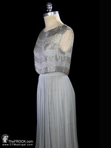 Vestido de Noche de Maternidad Vintage Plateado de Talla Grande para Madre de la Novia con Elegante Bordado de Cuentas, Largo hasta el Suelo, Corte en A - Product Image 2