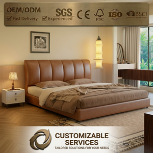 Lit double minimaliste italien avec tête de lit haute en cuir Nappa, système de levage à vérin, rangement intégré, cadre en bois massif, lit de mariage <span class=keywords><strong>pour</strong></span> chambre principale - Product Image 5