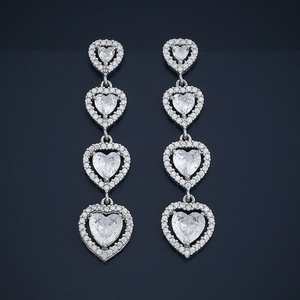 92.5 <b>Silver</b> Chandelier <b>Earrings</b> <b>Heart</b>-Shaped 183065 for Weddings - Product Image 1