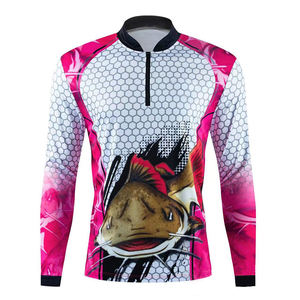 Venta mejor venta al por mayor de ropa de pesca polos de manga larga de rendimiento 100% poliéster transpirable cuarto de cremallera camisas de pesca - Product Image 6