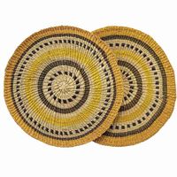 Set de table rond moderne en osier tressé, résistant à la chaleur, écologique, design personnalisé, blanc, marron, naturel, épaisseur 1 cm, taille sur mesure