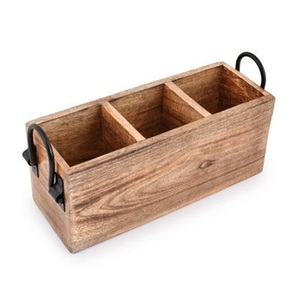 Modern Style Mango Wood Serving Caddy Decorative <b>Kitchen</b> Organizer for <b>Storage</b> of Tableware & Cutlery for Office Use-OEM Design - Product Image 3