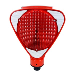 Ensemble de réflecteurs de sécurité solaires, triangle rouge clignotant, réflecteur blanc pour avertissement de circulation, cône routier en plastique PC durable - Product Image 3