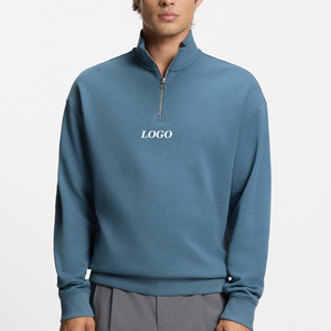 Sweat-shirt pour homme coupe classique / Prix de gros avec col zippé montant, pull de haute qualité avec logo personnalisé, vêtement décontracté 2026 - Product Image 1