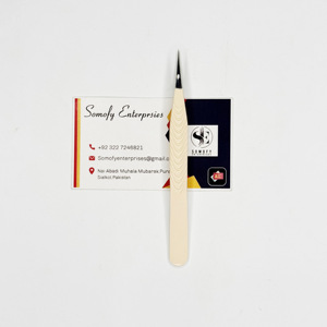 Pince à cils en acier inoxydable de marque privée écologique couleur nue extension de forme oblique droite cils - Product Image 1