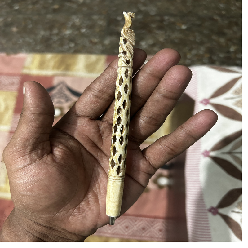 Elephant Designed Bone Hand Engraved Pens