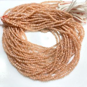 2.5MM pêche pierre de lune lisse forme ronde perles pierres précieuses naturelles minuscules perles, fournitures de perles en gros - Product Image 1