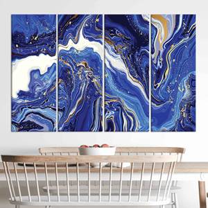 Art mural en verre marbré bleu marine : toile abstraite imprimée, lot de 4 toiles - Product Image 1