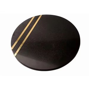 Sous-verres en marbre incrusté de laiton de style élégant forme ronde cuisine et restaurant utilisés sous-verres de tasse à thé de haute qualité tapis et tampons - Product Image 2