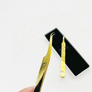 แหนบขนตาพลาสม่าชุบทอง45องศาแบบปลายตรงป้องกันแบคทีเรียน้ำหนักเบาสแตนเลสปรับแต่งโลโก้ได้ - Product Image 3