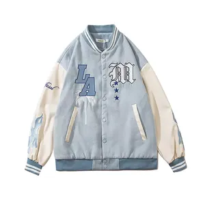 OEM Manufacturers Letterman Streetwear Men Baseball Jackets Casual Knitted Jersey Fleece Chenille Embroidery - Product Image 5