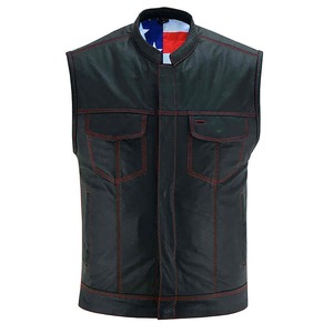 Chaleco de piel de vaca para hombre con logotipo OEM, moda informal de lona de alta calidad para uso en exteriores, el mejor traje de moda nuevo - Product Image 5