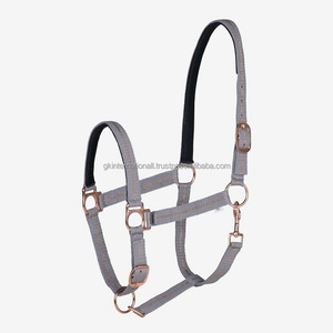 สายคล้องคอม้าไนลอนคุณภาพสูงสไตล์ใหม่พร้อมลายกลิตเตอร์และอุปกรณ์โรสโกลด์ซับในยางนีโอพรีนที่จมูกและมงกุฎ - Product Image 5