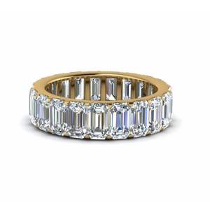 Romántico corte esmeralda diamante eternidad banda oro amarillo joyería fina patrón geométrico rodio chapado en oro puro para compromiso - Product Image 4