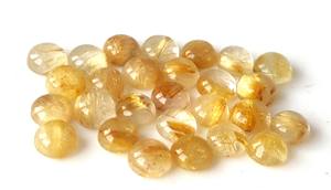 อัญมณีทรงหลวมหลังแบนราบ3-9มม. สีทองรูไทล์ธรรมชาติสำหรับการทำเครื่องประดับ - Product Image 6