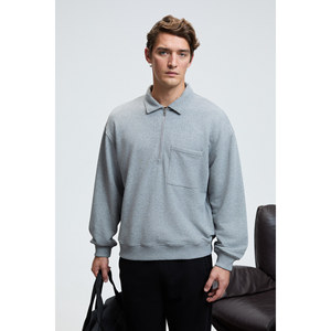 GRIMELANGE AUGUST <b>Men's</b> 100% Cotton Half Zipped Neck Pocket Ornament Labelled <b>Sweatshirt</b> - Product Image 3
