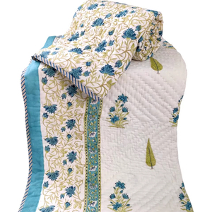 Edredón Reversible de Algodón 100%, Hecho a Mano, Tamaño Queen, Cómodo, Ligero, Tradicional, Hecho a Mano, Diseño Floral, Edredón de Invierno - Product Image 1