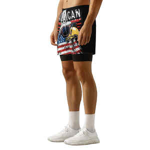 2025 superventas gimnasio corto Dry-Fit levantamiento de pesas ropa deportiva gimnasio correr ajustado y camisas hombres venta al por mayor hombres 2 en 1 pantalones cortos - Product Image 3