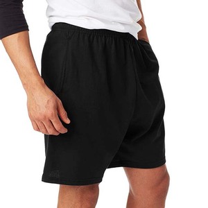 Shorts de sport vintage surdimensionnés 100 % coton pour homme, noirs unis, taille élastique, respirants et séchage rapide, style streetwear - Product Image 3