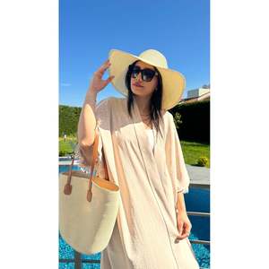 Beige Straw <b>Hat</b> and Straw Bag Two-Piece Set, Shipped in a <b>Box</b>. - Cnt2005bej - Product Image 6