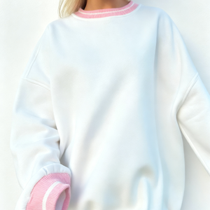 Alta calidad Color personalizado suave polar algodón bordado ecológico secado rápido invierno Boxy pulóver cuello redondo Sudadera Mujer - Product Image 1