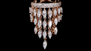 Designer 18K Solid Gold Chandelier <b>Earrings</b> Lab Grown Diamonds Rhodium Plated IGI Certified | Premium Wedding/Evening Jewelry - Product Image 4