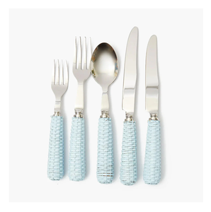 Sustainable Stainless Steel & <b>Rattan</b> Flatware Cutlery Set Home & Wedding Dinnerware Eating Cutlery Sets - Product Image 4