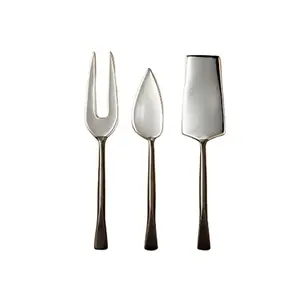 Ensemble de couteaux à fromage noirs et argentés de qualité supérieure en acier inoxydable avec des outils de qualité parfaits pour les événements de mariage et les repas élégants - Product Image 1